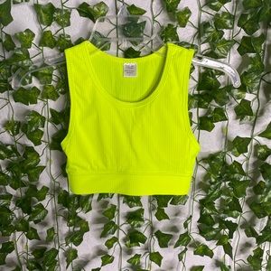 neon green padded sports bra